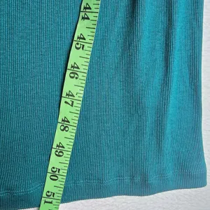 ASOS 36Y NWT Teal Ribbed Knit Maxi Dress Flared Lettuce Hem Sleeve Long Sleeve S thumbnail 10