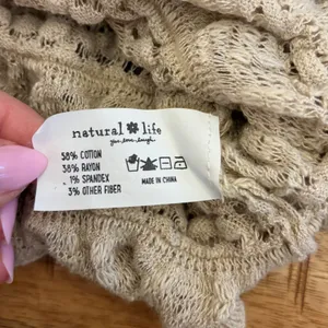 Natural Life Cardigan S Cottagecore Ruffle Pointelle Knit Cropped Peasant Hippie thumbnail 9