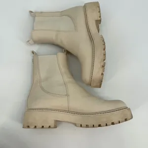 Sam Edelman Boots Women 8.5 M Cream Leather LAGUNA Chelsea Lug Sole Utility READ thumbnail 4