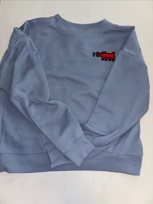Keith Haring Slate Blue Crew Neck Sweatshirt With Matching Jogger Pants Size Sm thumbnail 3