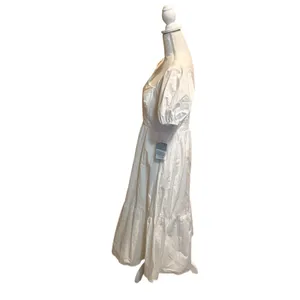 ASTR The Label Women's Poplin Puff Sleeve Tiered‎ White Midi Maxi Dress Med NWT thumbnail 3