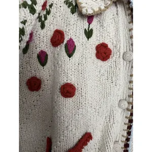 Free people Rosebud Cardigan Ivory Combo Women's Size Medium/Large thumbnail 16