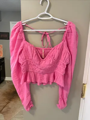 Free People Chloe Ruffle Top Pink NWOT Size small- MSRP $98.00 thumbnail 3
