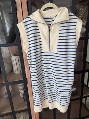 NWT Entro Knit mini dress half zip 1/4 See You Soon Striped sweater thumbnail 8