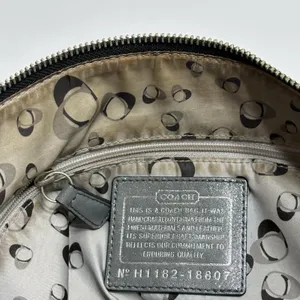 Coach Poppy Metallic Silver Leather Shoulder Bag Purse Logo Vtg Y2K thumbnail 10