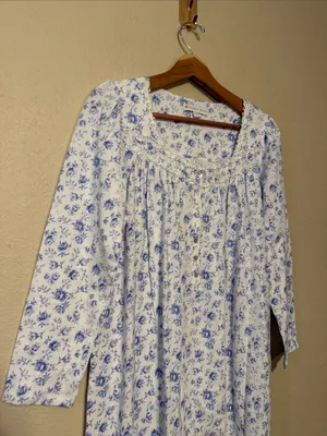 Eileen West Floral Cotton Ballet Nightgown Blue Size Small thumbnail 3