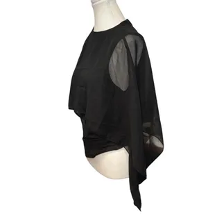 SheIn Black shawl blouse thumbnail 4