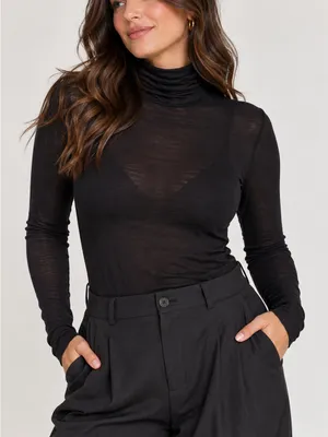 WinterSilks 100% Silk Layering Set Black Turtleneck, Long Sleeve Top Lightweight thumbnail 1