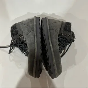 BearPaw Marie Suede Knit Gray Lace‎ Up Winter Ankle Boots Size 7 thumbnail 3