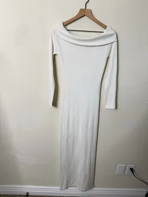 Peppermayo Alexandra Off Shoulder Knit Maxi Dress - Ivory Womens Size S / M‎ thumbnail 6