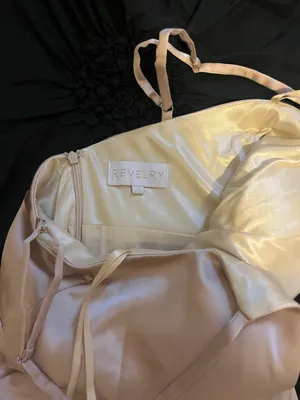 Revelry Rava Satin Champagne Dress Size 4 Petite thumbnail 9
