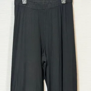 Womens SKIMS Black Ribbed Modal Wide Leg High Waisted Lounge Pants Small thumbnail 3