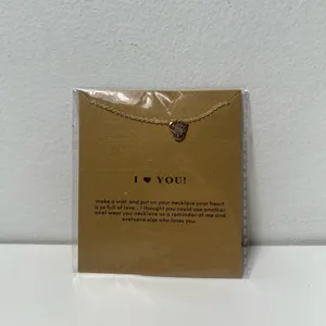 I love You Heart Pendant Charm Gold Adjustable Necklace thumbnail 2