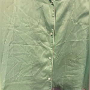 Victorias Secret Pajama Top Mint Green Button‎ Down Long Sleeve XL thumbnail 2