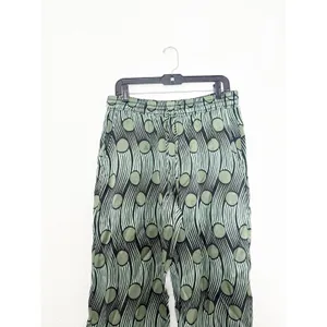 Zara Green Geometric Flowy Satin Cropped Pants Size Large Abstract Funky Boho thumbnail 5
