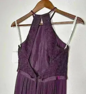 NWT David's Bridal F19608 Plum Long Lace Mesh High Neck Sz 2 thumbnail 5
