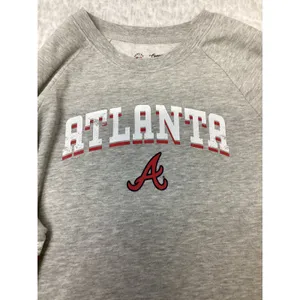 Atlanta Braves‎ MLB Sweatshirt Womens Medium Gray Raglan Sleeve Campus Lifestyle thumbnail 2