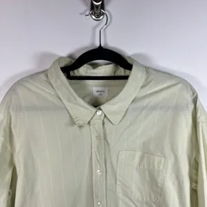 Aritzia Wilfred Free Button‎ Up Shirt Women's Medium Oversized Yellow Long Sleeve Pocket thumbnail 2