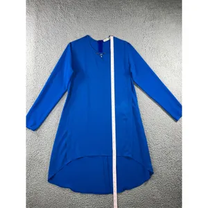 Tunic‎ Dress 10-12 Cobalt Blue Embellished Lagenlook Layering Long Sleeve Modest thumbnail 6