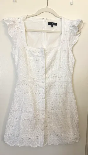 Lulus White Embroidered Button-Up Mini Dress thumbnail 3