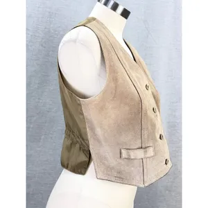 Vintage 70s Sears JR Bazaar Tan Suede‎ Leather Vest Women's L Western Boho thumbnail 7