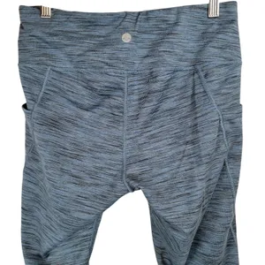 HEATHYOGA Women's Blue Heathered Leggings Pockets Size L Polyester Spandex‎ thumbnail 4