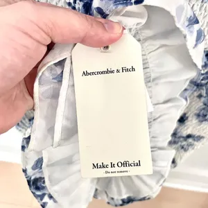 NWT Abercrombie & Fitch Smoked Floral Mini Dress XXLT Ivory Blue Coastal Romance thumbnail 5