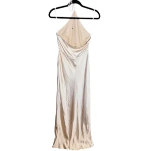 One and Only Collective Champagne Satin Halter Maxi Dress‎ Womens Medium Gown thumbnail 2