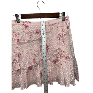 LoveShackFancy Imelda Skirt Bubbly Pink Size 4 Mini Ruffle Skirt Silk Blend thumbnail 10