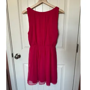 Alice + Olivia Chiffon Silk Mini Dress Small/Medium Hot Pink thumbnail 3