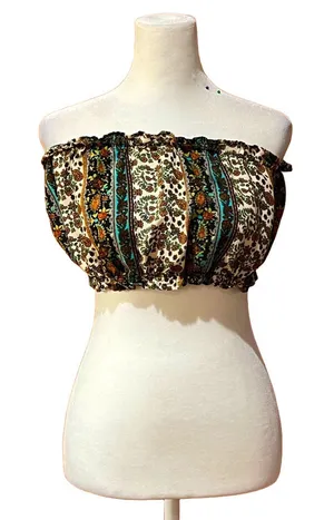 Amable Floral Bandeau Top Large Brown thumbnail 1