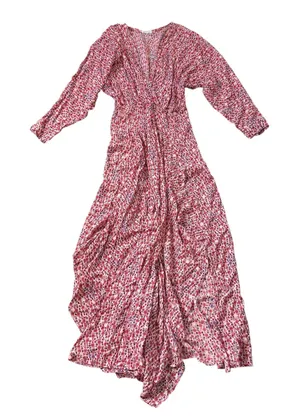 Poupette St Barth Surplice Crossover Maxi Dress Red Purple Floral thumbnail 1