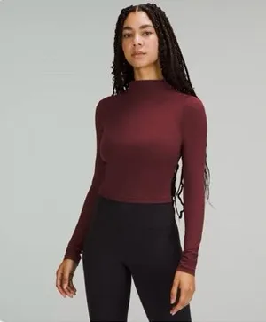 Lululemon All Aligned mock neck, red Merlot thumbnail 1