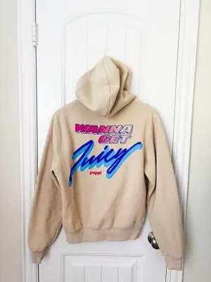 Poppi X Target Stay Juicy Oversized Hoodie Beige Size XS thumbnail 5