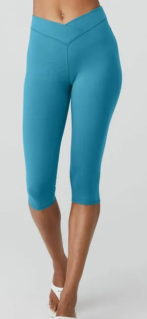 Alo Yoga Women’s Criss Cross Capri Leggings Mid Rise in Blue 6 thumbnail 1