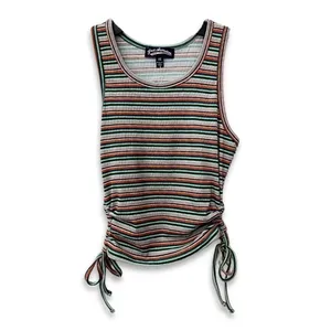 Freshman Tank Top Sleeveless Drawstring Side Ribbed Striped Multicolor W XS NWOT thumbnail 2