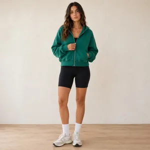 Aritzia TNA Cozy Fleece Green Boyfriend Zip Hoodie Oversized Small thumbnail 2