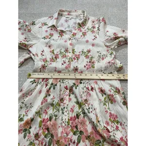 Figueroa & Flower Boho Shirt Dress Medium Beige Floral Cottagecore Retro Prairie thumbnail 13