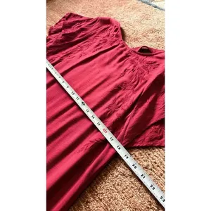 LOFT Red Embroidered Shift Dress Size S Open Back Cross Strap thumbnail 7