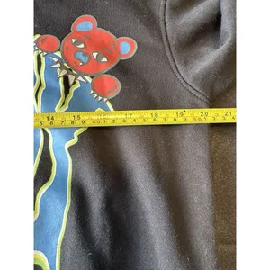 Unisex Bershka Sweatshirt Graphic Print‎ Teddy Bear XS Spell Out Fantasy Black thumbnail 7
