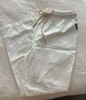 White Linen Pants Size L thumbnail 1