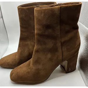 Sam Edelman Codie Booties Women’s 7 Brown Dark Caramel Suede Ankle Boots thumbnail 1