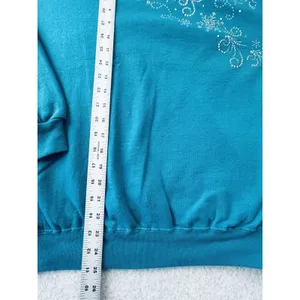Decorated Originals Womens Blue Rhinestone Snowflake Holiday Sweatshirt Large‎ thumbnail 8