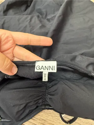 GANNI womens Black Ruched‎ Accent One Piece Swimsuit size 38 - 6 thumbnail 3