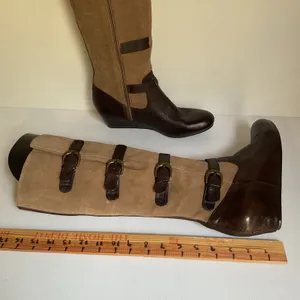 Vintage Buckle Knee High Boots Women's Leather Riding Boho Festival Sz 8 Retro thumbnail 8