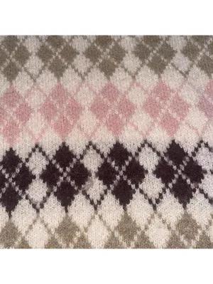 💕Pink neutrals Argyle diamond printed sweater vest thumbnail 3