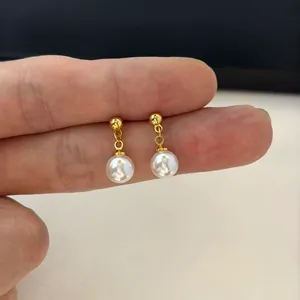 8mm White Pearl Dangle Drop Earrings for Women thumbnail 5