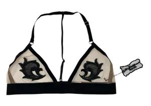For Love & Lemons Skivvies Black Nude Floral Applique T Strap Bralette S NWT thumbnail 1