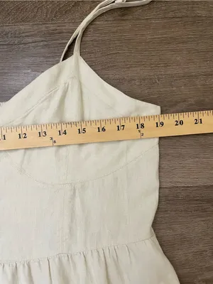 Aerie Linen Blend Tie Strap Dress Size XL Cream Babydoll Boho Beach Coastal thumbnail 12