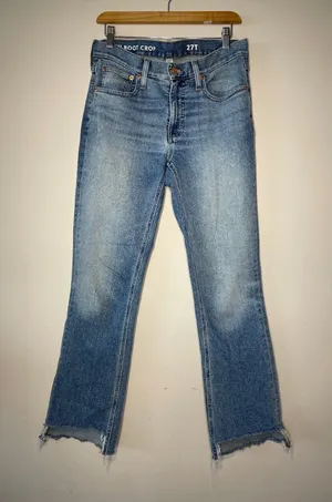 J Crew Demi Boot Crop Jeans Raw Hem Y2K Boho Western 27 T thumbnail 1